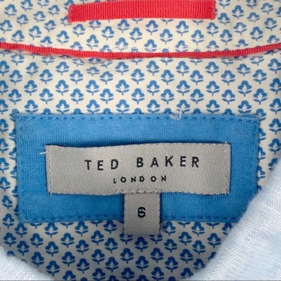 Ted Baker Blue Linen Collar Polo 6 - Picture 2 of 8
